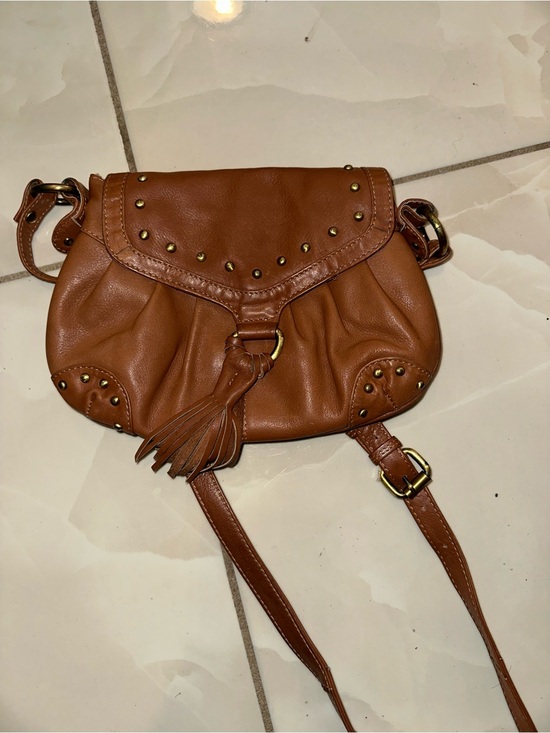 Aldo Handbags - Aldo Tan Leather Mini Crossbody with Tassel and Studs